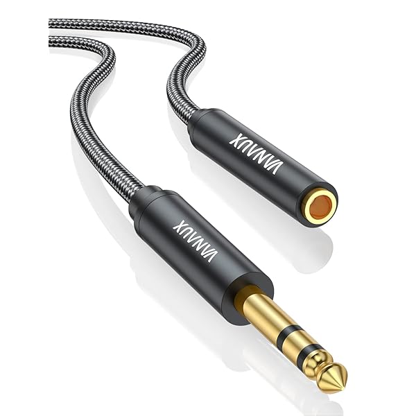 6.35mm 延長ケーブル ギターケーブル 延長 1/4 inch 標準プラグ オス to メス TRS ステレオオーディオケーブル ギター、ベース、アンプ、ミキサー、キーボード、スピーカー用 (1m)