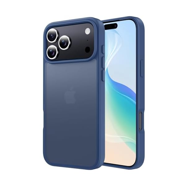 いphone17pro ケース マット半透明 米軍MIL規格 耐衝撃 耐久性 ワイヤレス充電 黄ばみなし 指紋防止 軽量 スマホケース iPhone17pro ケース カバー ブルー