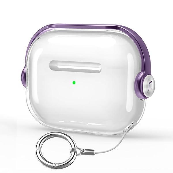 AirPods Pro 第3世代 ケース 2025年発売 エアポッズプロ3 カバー TPU クリア 透明 黄変防止 ロック付き LEDインジケーター可視 耐衝撃 落下防止 カラビナ付き 携帯便利 スタンド機能 ワイヤレス充電対応 おしゃれ かわいい