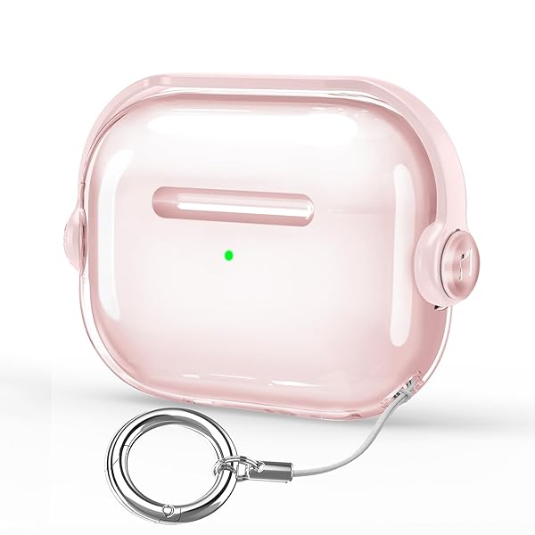 AirPods Pro 第3世代 ケース 2025年発売 エアポッズプロ3 カバー TPU クリア 透明 黄変防止 ロック付き LEDインジケーター可視 耐衝撃 落下防止 カラビナ付き 携帯便利 スタンド機能 ワイヤレス充電対応 おしゃれ かわいい