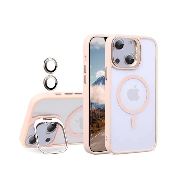 Iphone15Plus用のケース MagSafe対応 レンズ保護 スタンド自由に切替 ワイヤレス充電 耐衝撃 黄ばみなし ストラップホール付き ウインドウシリーズ 6.7 (LKJT-15p-fen)