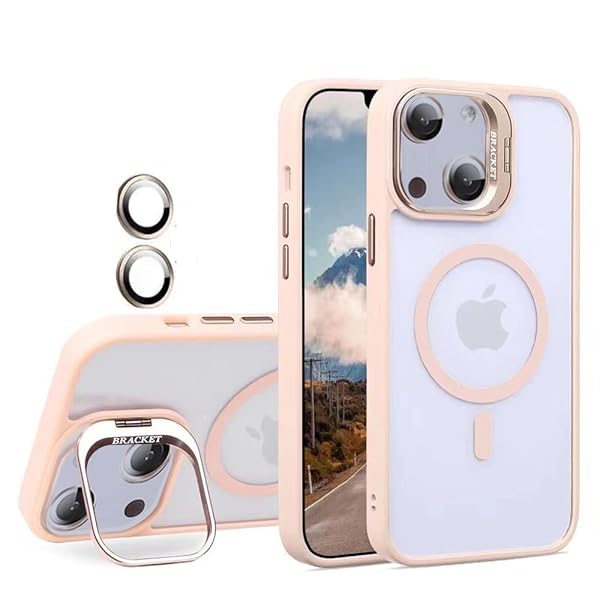 Iphone15用のケース MagSafe対応 レンズ保護 スタンド自由に切替 ワイヤレス充電 耐衝撃 黄ばみなし ストラップホール付き ウインドウシリーズ 6.1 (LKJT-15-fen)