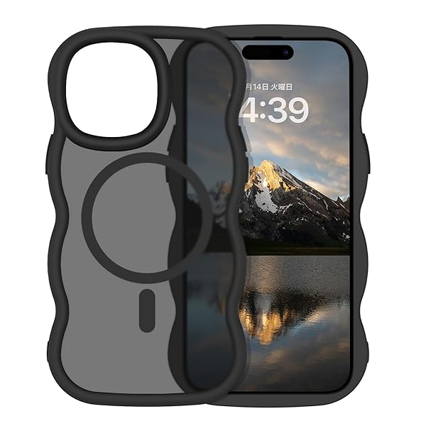 iPhone14Pro ケース MagSafe対応 ウェーブ 半透明 いphone14Pro マグセフ 可愛い ケース うねうね 韓国 クリア 人気 バンパー 耐衝撃 指紋防止 ワイヤレス充電 マット感 滑り止め スマホケース iPhone14Pro