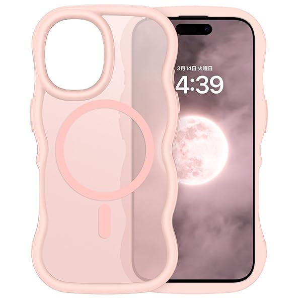 iPhone16Pro ケース MagSafe対応 ウェーブ 半透明 いphone 16Pro マグセフ 可愛い ケース うねうね 韓国 クリア 人気 バンパー 耐衝撃 指紋防止 ワイヤレス充電 マット感 滑り止め スマホケース iPhone16Pr