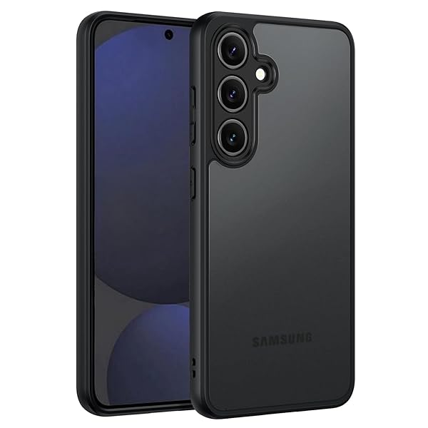 Galaxy S24 FE 専用 ケース 【米軍MIL規格】 ワイヤレス充電 半透明のマット背面 マット仕上げ ストラップホール付き ギャラクシーS24 FE ケース 滑り止め 衝撃防止 指紋防止 Galaxy S24 FE 用 カバー(マットブラッ
