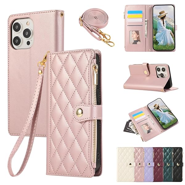 iPhone 12/12 Pro 用 ケース 手帳型 いphone12 pro ケース ショルダー 対応 iPhone12 ケース 手帳型 ひし形柄 適用 スマホケース iPhone 12 手帳型 人気 女性 肩掛け カード収納 ジップ付き財布 横置