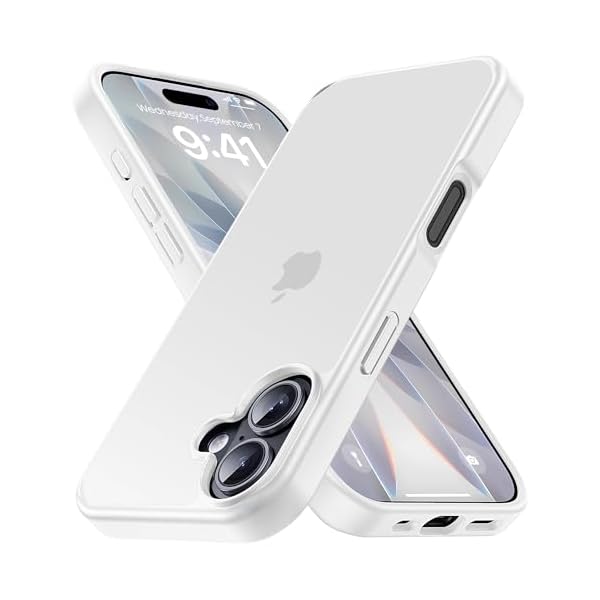 iPhone 17 用 ケース 滑り止め 指紋防止 米軍MIL規格 耐衝撃 マット仕上げ ストラップホール付き アイフォン17 半透明 黄変防止 耐久性 カバー ワイヤレス充電対応 あいふおん17ケース 6.3 インチ しろい