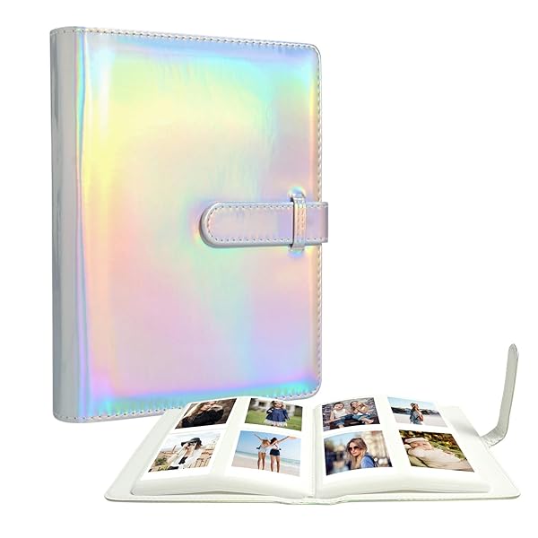 チェキ アルバム 大容量 3インチ写真用 Fujifilm Instax Mini用 ポケット収納タイプ メモリー 透明度の高いフィルム PUレザー 256枚 名刺・銀行カード・会員カード収納可能 (シルバー)