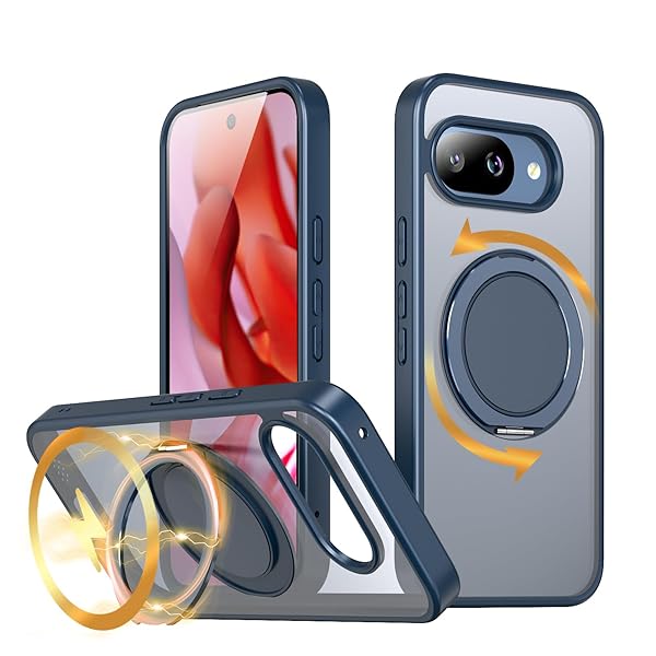 Google Pixel 9a 用 ケース magsafe対応 グーグルピクセル 9a ケース 360°回転スタンド 指紋防止 スマホケース ピクセル 9a マグネット搭載 耐衝撃 米軍MIL規格 Pixel 9a用カバー 6.3インチ マット感 半