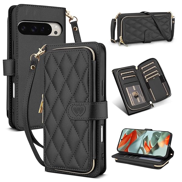 適用のgoogle pixel 9 pro xl ケース 手帳型 ショルダー 肩掛け 斜め掛け pixel9pro xl ケース 上質PU..