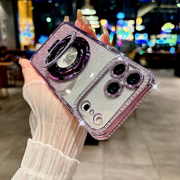 iPhone 17 Proケース 6.3インチ 対応 グラデーション ラインストーン キラキラリング付き マグネット搭載 ワイアレス充電 全方位カラー レンズ保護 薄型 シンプル 韓国 人気 アイフォン 17 ケース かわいい 女性向け 耐衝撃 シリ