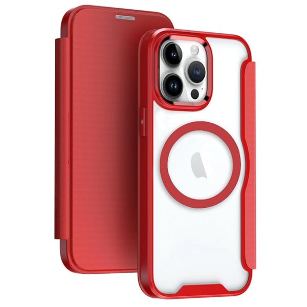 iPhone 12 Pro Max ケース 手帳型 MagSafe対応 背面 クリア 透明 高級なPUレザー+PCパネル+TPUバンパー マグネット開閉 衝撃吸収 軽量薄型 ブランド スマホケース アイフォン12プロマックス 手帳型 ケース