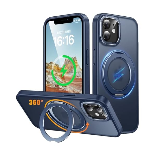 iPhone 11 用 ケース Magsafe対応 ワイヤレス充電 360°回転スタンド 縦横両対応 スマホケース iphone11 用 米軍規格 耐衝撃 半透明 マット感 マグセーフ 防指紋 リング マグネット搭載 アイフォン11 用 カバー 「