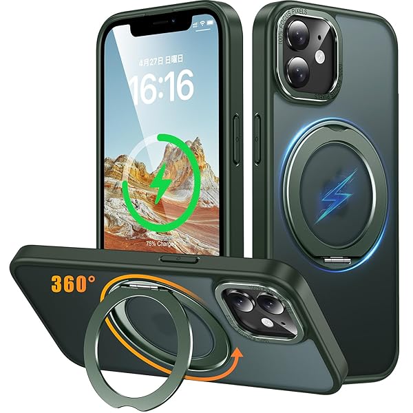 iPhone 11 用 ケース Magsafe対応 ワイヤレス充電 360°回転スタンド 縦横両対応 スマホケース iphone11 用 米軍規格 耐衝撃 半透明 マット感 マグセーフ 防指紋 リング マグネット搭載 アイフォン11 用 カバー 「