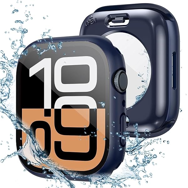 【360度防水設計】 For アップルウォッチ カバー Series 10/9/8/SE2/SE/7/6/5/4 46mm ガラスフィルム+PCフレーム 一体型 2 in 1 前後の保護 IP68 防水 アップルウォッチ10 カバー 対応 高透過率