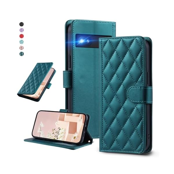 UnivoColors Google Pixel 6a キルティグレザー調 手帳型ケース エレガント 高質PU マグネット開閉式 カード収納機能 スタンド機能 ...