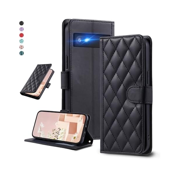 UnivoColors Google Pixel 6a キルティグレザー調 手帳型ケース エレガント 高質PU マグネット開閉式 カード収納機能 スタンド機能 ...