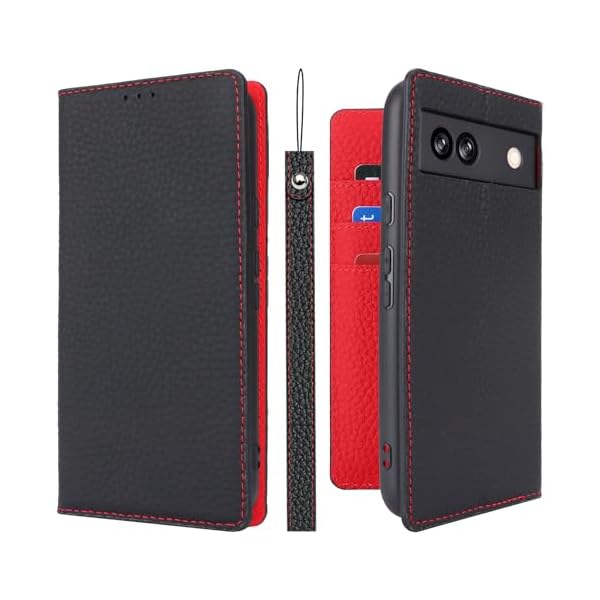 対応 ピクセル8a ケース 手帳型 本革 ストラップ カバー グーグル スマホケース docomo au 耐衝撃 SoftBank カード収納 スタンド機能 レザー -ブラック