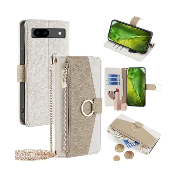 適用 Google pixel 8a ケース ピクセル8a 携帯カバー googleピクセル8a スマホケース グーグルピクセル8a ショルダー 手帳型ケース ストラップ付き スタンド機能 pixel 8a カバー カード収納 ミラー付き 耐衝撃 肩