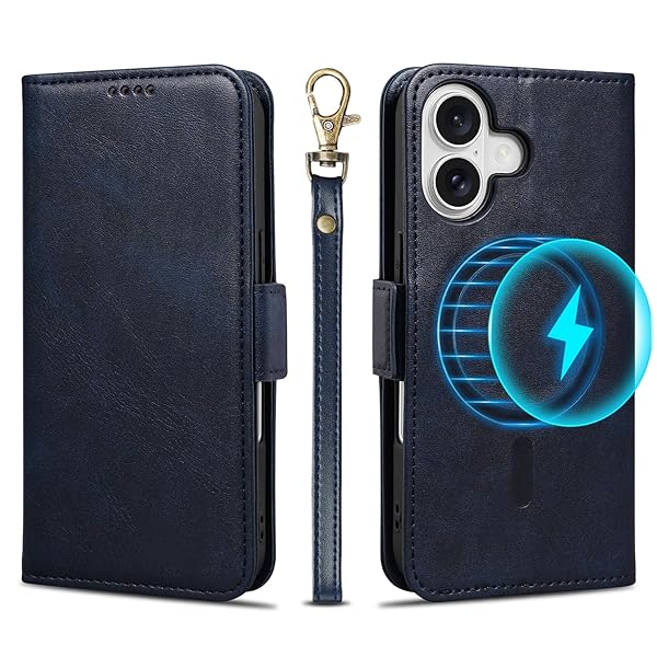 iPhone 16 ケース 手帳型 MagSafe対応 いphone16 手帳型 ケース iPhone16 スマホケース アイフォン16 カバー ワイヤレス充電 専用ストラップ付き スタンド機能 カード収納 サイドマグネット式 PUレザー 全面保護