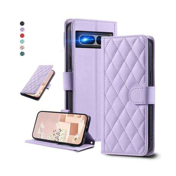 UnivoColors Google Pixel 7 Pro キルティグレザー調 手帳型ケース エレガント 高質PU マグネット開閉式 カード収納機能 スタンド...