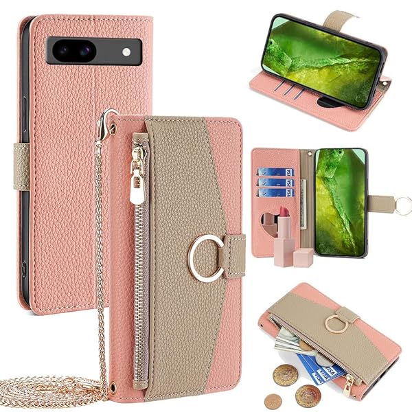 適用 Google pixel 8a ケース ピクセル8a 携帯カバー googleピクセル8a スマホケース グーグルピクセル8a ショルダー 手帳型ケース ストラップ付き スタンド機能 pixel 8a カバー カード収納 ミラー付き 耐衝撃 肩