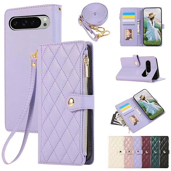 For Google Pixel 9 Pro XL ケース 手帳型 グーグルピクセル9 Pro XL ケース ひし形柄 Pixel9 Pro XL ケース ショルダー 適用 Google Pixel 9 Pro XL カバー 人気 女性 肩掛け カー