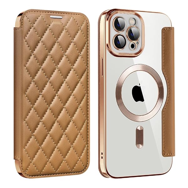 iPhone 11 Pro Max 用 ケース 手帳型 クリア Magsafe対応 背面透明 キルティング 高級なPUレザー スマホケース ゴージャス カード収納 おしゃれ 人気財布型 格子柄 カバー アイフォン11 Pro Max 用 手帳カバー