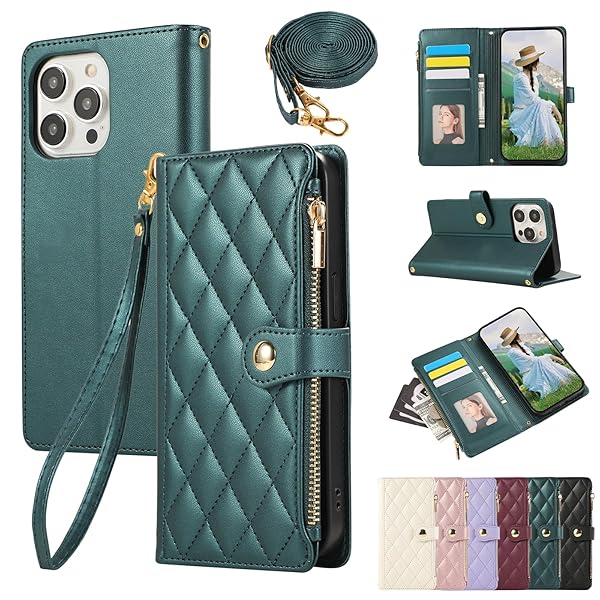 iPhone 12/12 Pro 用 ケース 手帳型 いphone12 pro ケース ショルダー 対応 iPhone12 ケース 手帳型 ひし形柄 適用 スマホケース iPhone 12 手帳型 人気 女性 肩掛け カード収納 ジップ付き財布 横置