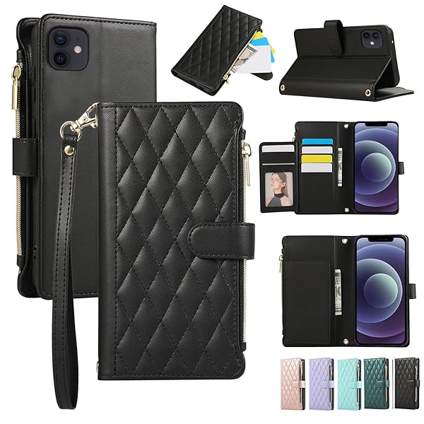 For iPhone12 Pro / iPhone12 ケース 手帳型 iPhone12ケース ショルダー いphone12 pro 肩掛け ファスナー いpほね12 財布型 アイフォン12 スマホケース iphone 12 スタンド機能 ストラップ