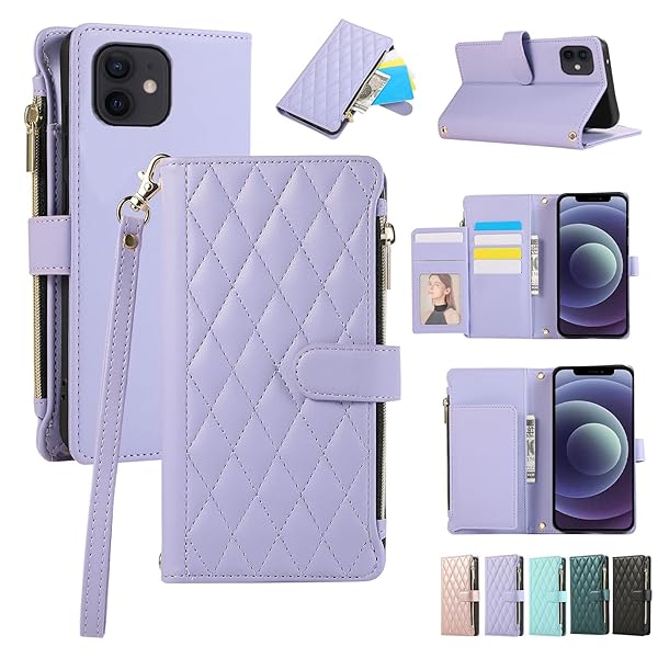 For iPhone12 Pro / iPhone12 ケース 手帳型 iPhone12ケース ショルダー いphone12 pro 肩掛け ファスナー いpほね12 財布型 アイフォン12 スマホケース iphone 12 スタンド機能 ストラップ