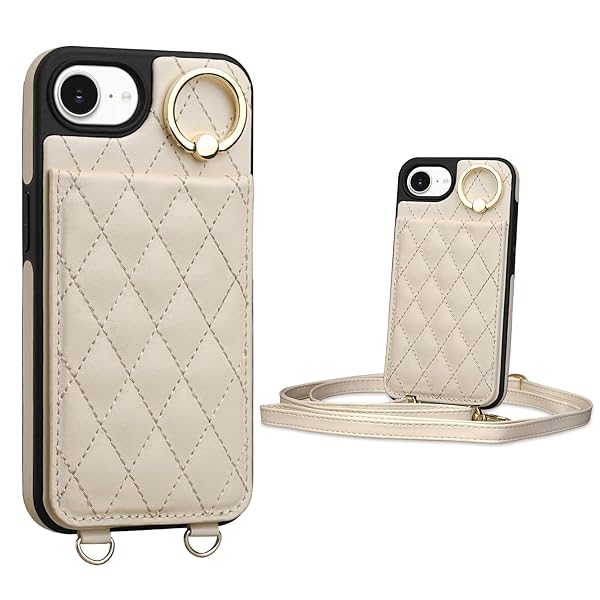 iPhone 16e 対応 ケース 手帳型 背面 カードケース ショルダー ストラップ いPhone 16e 用 背面ケース カード収納 キルティング アイフォン あいふおん 16e 用 カバー スタンド機能 肩掛け 首掛け PUレザー あいほん 1