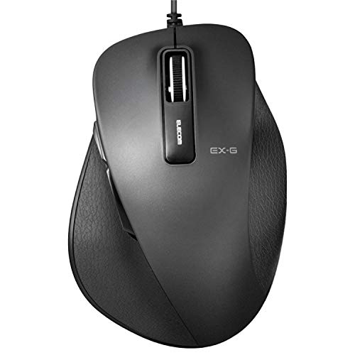 エレコム USB マウス 有線 Lサイズ 5ボタン (戻る 進むボタン搭載) BlueLED 握りの極み ブラック M-XGL10UBBK