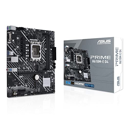 ASUS Prime H610M-E D4 Intel Lga 1700 Mic-ATX マザーボード Ddr4 Pcie 4.0 デュアル M.2 スロット Realtek 1 GB イーサネット Displayport Hdmi D-Sub USB