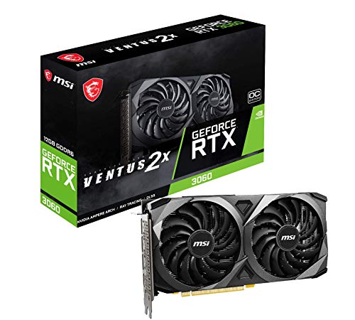 特殊:B08WPRMVWBコード:0707091203494ブランド:MSI規格：GeForce RTX 3060 VENTUS 2X 12G OC商品サイズ: 高さ4.9、幅1.7、奥行き9.3商品重量:12000この商品についてVD7553 日本正規代理店品 保証1年NVIDIA GeForce RTX 3060搭載冷却効率を向上させる「トルクスファン 3.0」を採用ブーストクロック 1,807MHz / メモリクロック 15,000MHz12GB GDDR6 192bitメモリ搭載DisplayPort 3、HDMI 映像出力端子装備 / ボード1枚で4画面出力が可能NVIDIA DLSS、G-SYNC対応 / DirectX 12 Ultimate、OpenGL 4.6、Vulkanをサポート表示件数を増やすグラフィックコプロセッサNVIDIA GeForce RTX 3060ブランドMSIグラフィックRAMサイズ12 GBGPUクロック速度1710 MHzビデオ出力インターフェイスDisplayPort, HDMI発送サイズ: 高さ31.1、幅22.7、奥行き7.3発送重量:1023.9NVIDIA GeForce RTX 3060を搭載。冷却効率を高める「トルクスファン 3.0」を採用するオーバークロック仕様のグラフィックボード