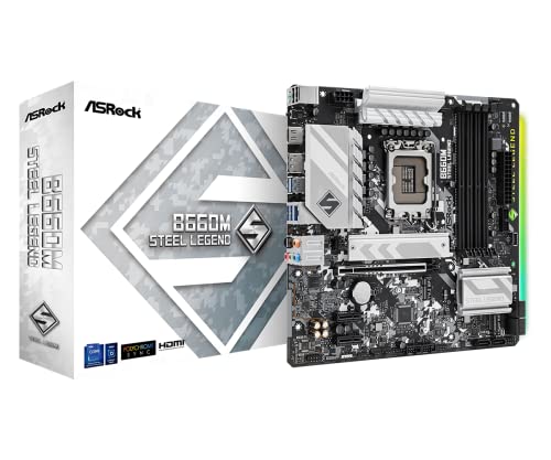 ASRock }U[{[h B660M Steel Legend Intel B660 V[Y 12 CPU (LGA1700) Ή B660 Micro ATX}U[{[h K㗝Xi