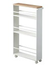 山崎実業(Yamazaki) ハンドル付き スリムワゴン ホワイト 約W13 D47.5 H80.5cm タワー tower 本体完成品:キャスターのみ取付け キッチンワゴン 3627