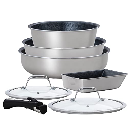 アイリスオーヤマ フライパン 鍋 7点セット 深型 フライパンで煮物も作れる 魅せるキッチン ガス火/IH対応 お手入れ簡単 丈夫で長持ち ステンレス ダイヤモンドグレイス DG-S7S シルバー