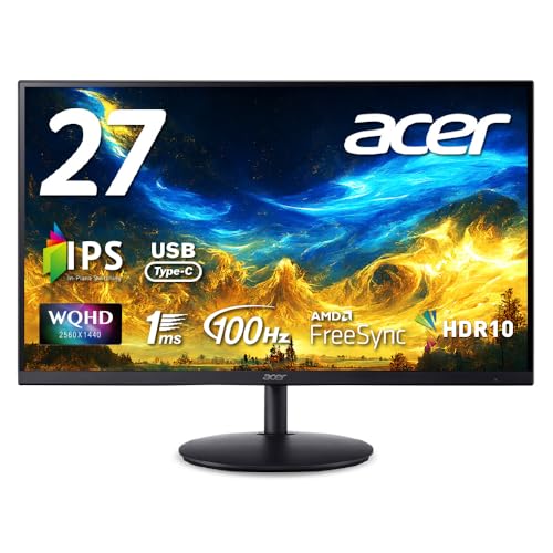 Acer モニター 27インチワイド WQHD IPS 非光沢 100Hz 1ms(VRB) NTSC 72% AMD FreeSync HDMI 2.0 USB DisplayPort v1.2 3.2ポート(Type-C、65W給電対応) スピーカ Acer モニター 27インチワイド WQHD IPS 非光沢 100Hz 1ms(VRB) NTSC 72% AMD FreeSync HDMI 2.0 USB DisplayPort v1.2 3.2ポート(Type-C、65W給電対応) スピーカ