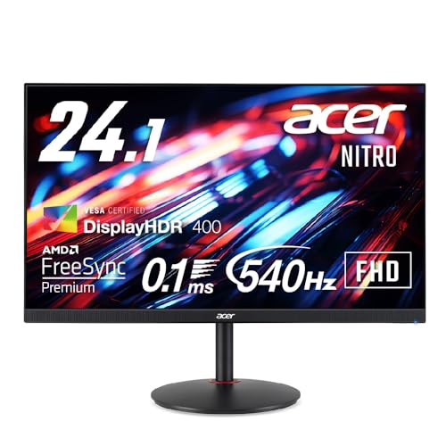 Acer ゲーミングモニター Nitro 24.1インチ 540Hz 非光沢 フルHD 0.1ms sRGB 99% DeltaE 1 HDMI 2.0 DisplayPort1.4 高さ調整 ピボット機能 スピーカー内蔵 ヘッドホン端子 PC PS5