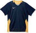 Mizuno バドミントンウェア ゲームシャツ 半袖 72MA0001 ネイビー ゴールド 日本 XS (日本サイズXS相当)(4)