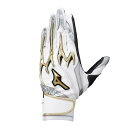 MIZUNO(ミズノ) ミズノ直営店限定 野球 バッティング手袋 両手用 シリコンパワーアークDI 1EJEA822 25cm ホワイト ブラック ゴールド