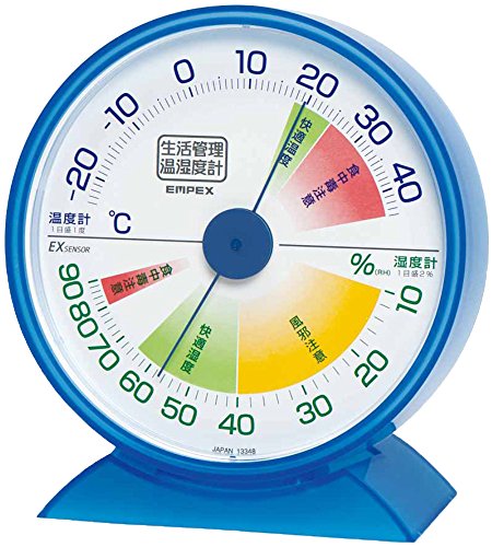 エンペックス気象計 温度計 湿度計 クリアブルー (約)H13.2 W12.1 D5.0cm