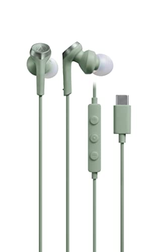 Audio Technica マイク付きイヤホン ATH-CKS330C / USB Type-C/重低音 有線 1.2m /カナル型/PC/Windows/Mac/Android グリーン ATH-CKS330C GR