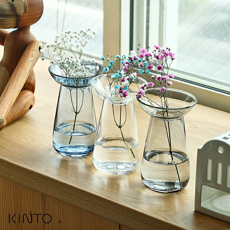 フラワーベース 花瓶 花器 キントー kinto ガラス 13cm ブルー 新到着 クリアー VASE KINTO CULTURE 容器 フラワーポット  Sサイズ AQUA 水栽培