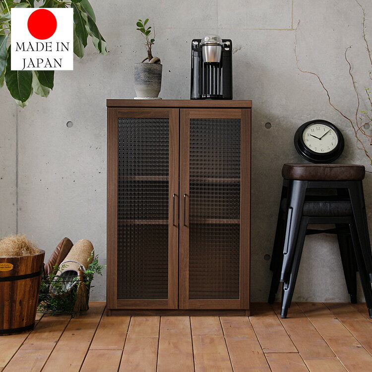 Kirario product/組み合せ自由自在 キッチン壁面収納 Mion(ミオン)ブラウン ガラス扉60+天板60セット 食器棚 カップボード レンジ台 キ...