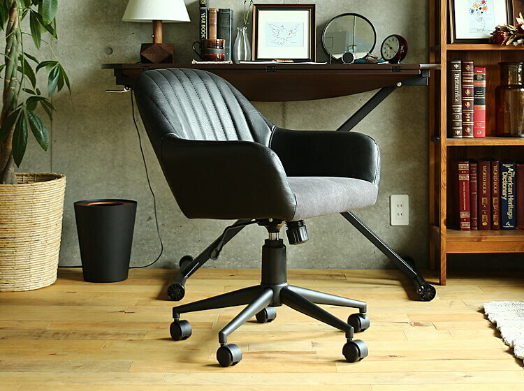 楽天市場 デスクチェア Gode ゴーデ チェアー チェア 椅子 書斎 オフィスチェア ヴィンテージ ビンテージ ワークチェア イス ミッドセンチュリ レトロ 大人 かっこいい おしゃれ レザー ブラック ネイビー キラリオ インテリア 家具 通販