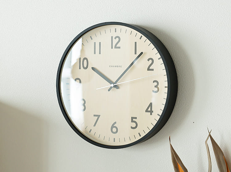 電波時計 SHAPELY CLOCK BLACK 電波時計 壁掛け 時計 壁掛け時計 おしゃれ 北欧 木製 プライウッド 日本製 静音 リビング ダイニング 寝室 書斎 子ども部屋 CHAMBRE SHAPELYCLOCKBLACK [2]
