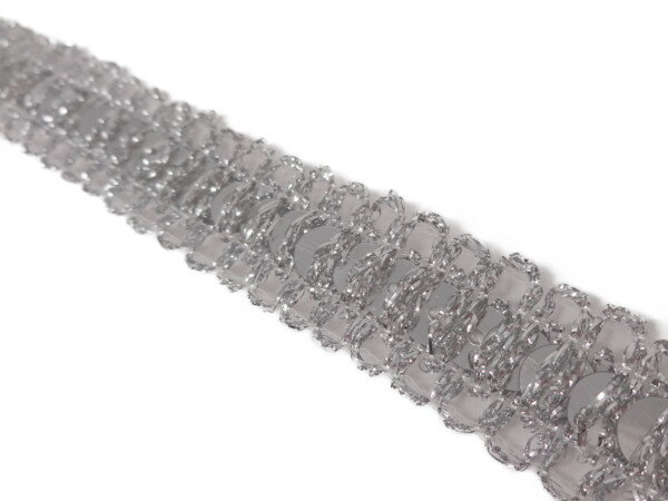 キラリ手芸部 No.3027スパンコールブレード リボン_銀色（シルバー）_幅1.5cm×3m巻き（手芸用） シークイン Sequin