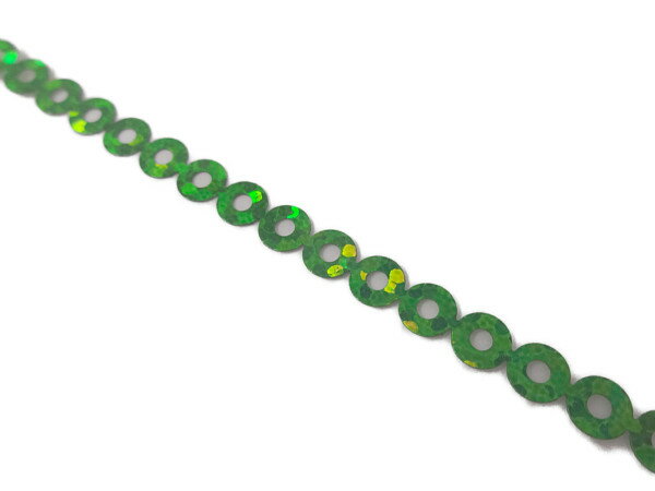 キラリ手芸部 No.1489スパンコールテープ縫い付けタイプ※ラメ有り(緑色：グリーン)幅0.3cm×長さ5m巻き（手芸用） シークイン Sequin